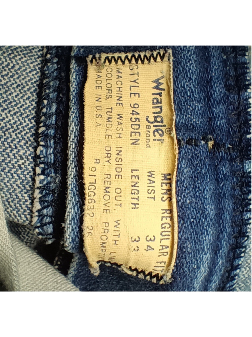 VTG 70s 80s Wrangler Men's 31x31 Blue Jeans 945DEN Reg Fit Bootcut USA *Distress - Picture 8 of 12